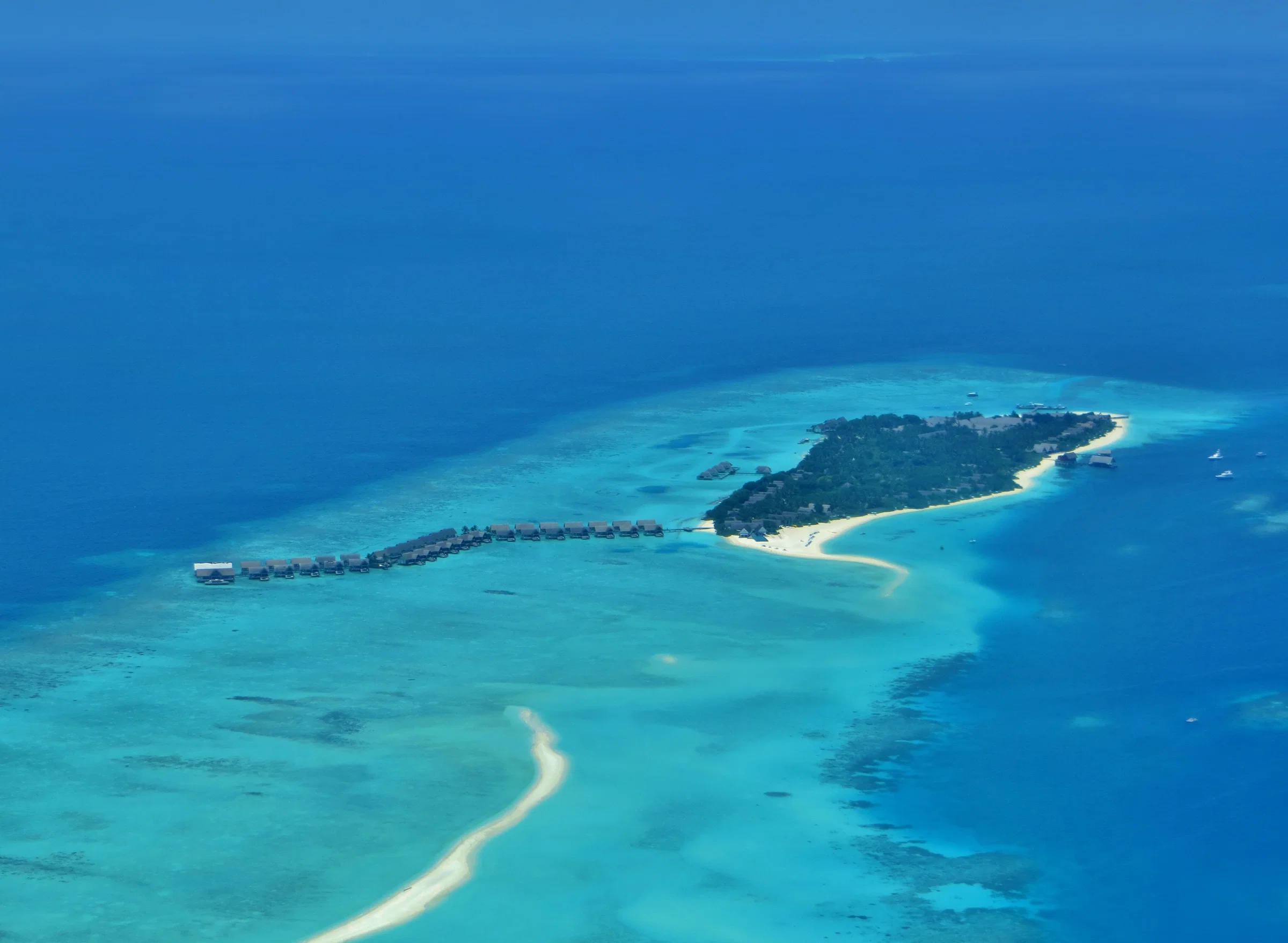 Landaa Giraavaru island and its lagoon seen from the air, Baa Atoll
