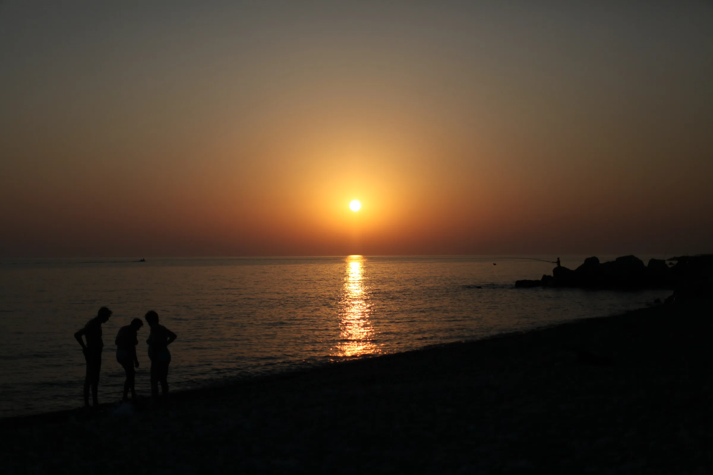 Sunset over the Black Sea on the coast of greater Sochi