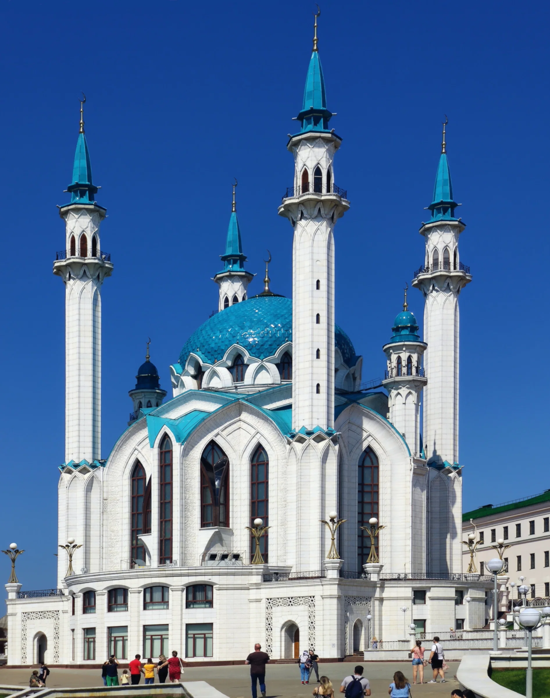The Kul Sharif Mosque in the Kazan Kremlin, with its turquoise dome and four minarets