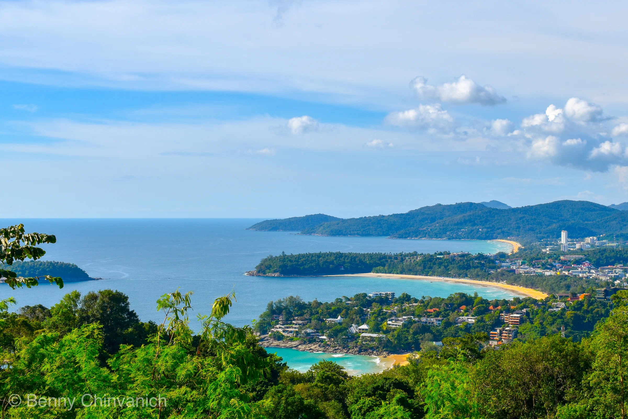 Phuket's west-coast bays and beaches seen from Karon Viewpoint