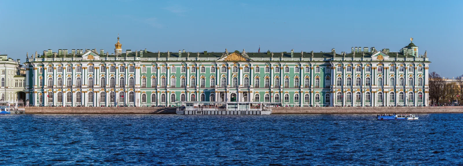 The Winter Palace, home of the State Hermitage, seen across the Neva from Vasilyevsky Island