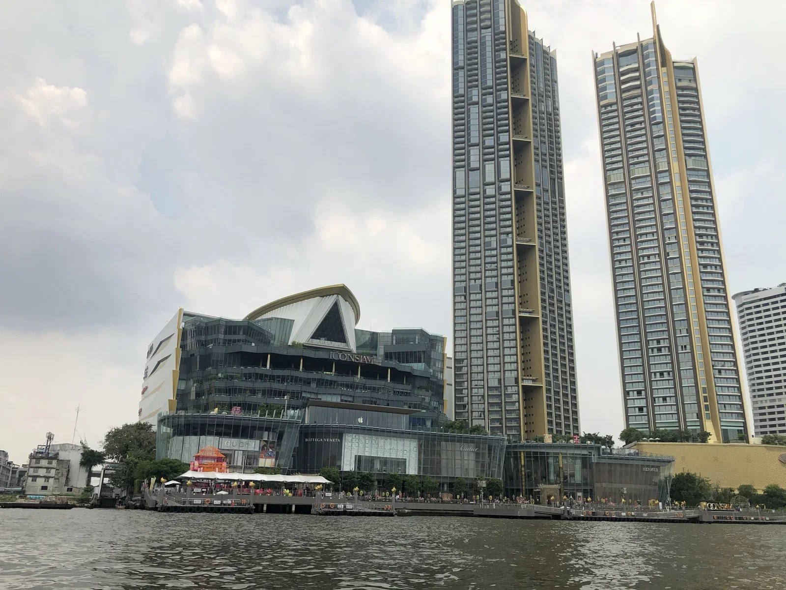 ICONSIAM and its towers seen from the Chao Phraya River