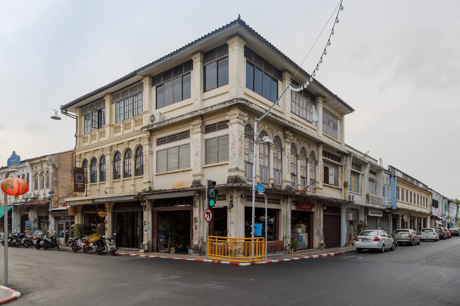 Sino-Portuguese shophouses at the corner of Krabi, Thalang and Yaowarat roads, Old Phuket Town